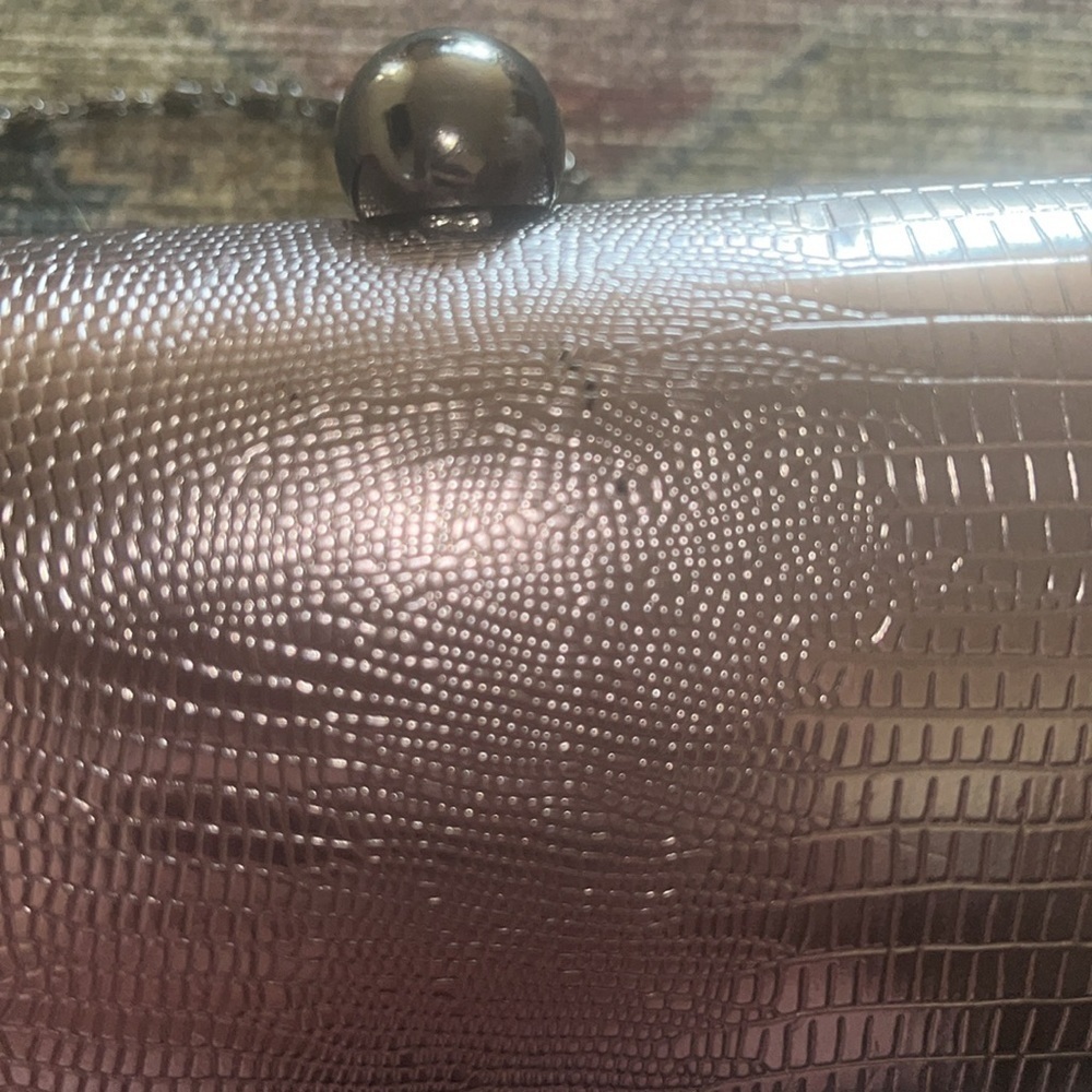VTG mid century modern Hard Case Clutch Formal wristlet Rose Glam Old Hollywood - Picture 6 of 7